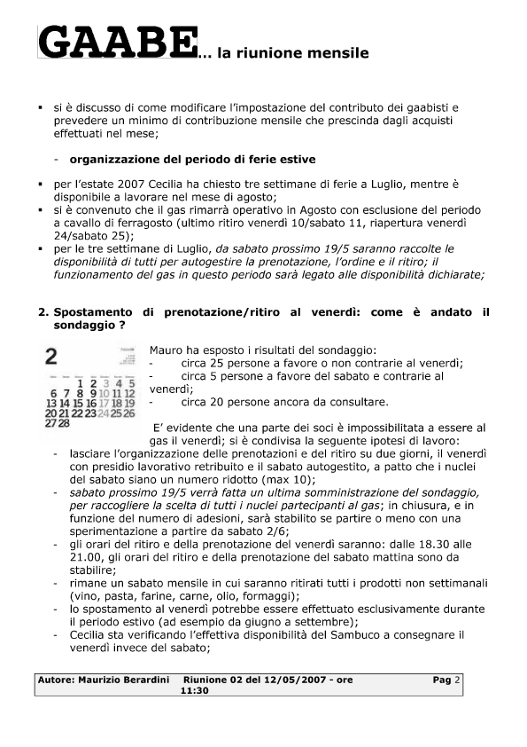 GAABEnews: assemblea del 12 maggio 2007 - pag. 2/4 GAABEnews: assemblea del 12 maggio 2007 - pag. 2/4