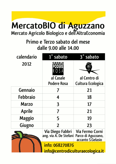 Calendario prossimi appuntamenti del MercatoBIO volantino promemoria