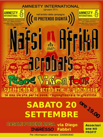 Nafsi Africa Acrobats spettacolo sabato 20 settembre 2014 al Casale Podere Rosa immagine della locandina