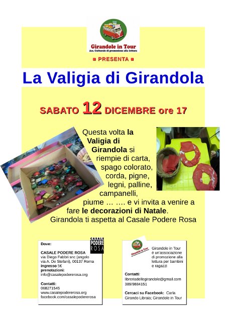 La Valigia di Girandola sabato 12 dicembre 2015 ore 17 al casale Podere Rosa promoflyer