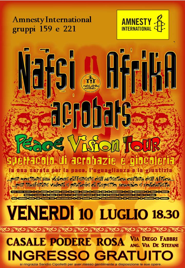 Nafsi Afrika Acrobats venerdì 10 luglio al casale Podere Rosa promoflyer