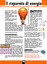 pannello n.5 - IL RISPARMIO DI ENERGIA - piccoli grandi accorgimenti per contribuire al risparmio energetico